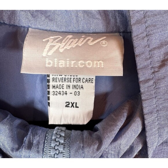Blair Jacket Windbreaker Women's 2XL Zip Up Blue 80's Floral Embroidery Pockets - Picture 7 of 14